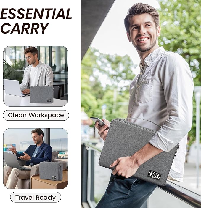 Large Electronic Organizer Travel Case, Double Layer Tech Accessories Bag