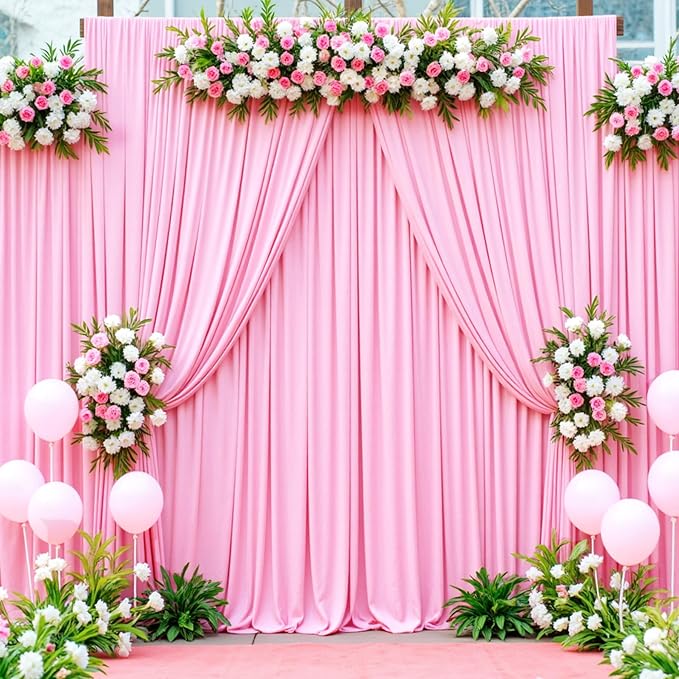 50ft x 12ft Wrinkle Free Pink Backdrop Curtains