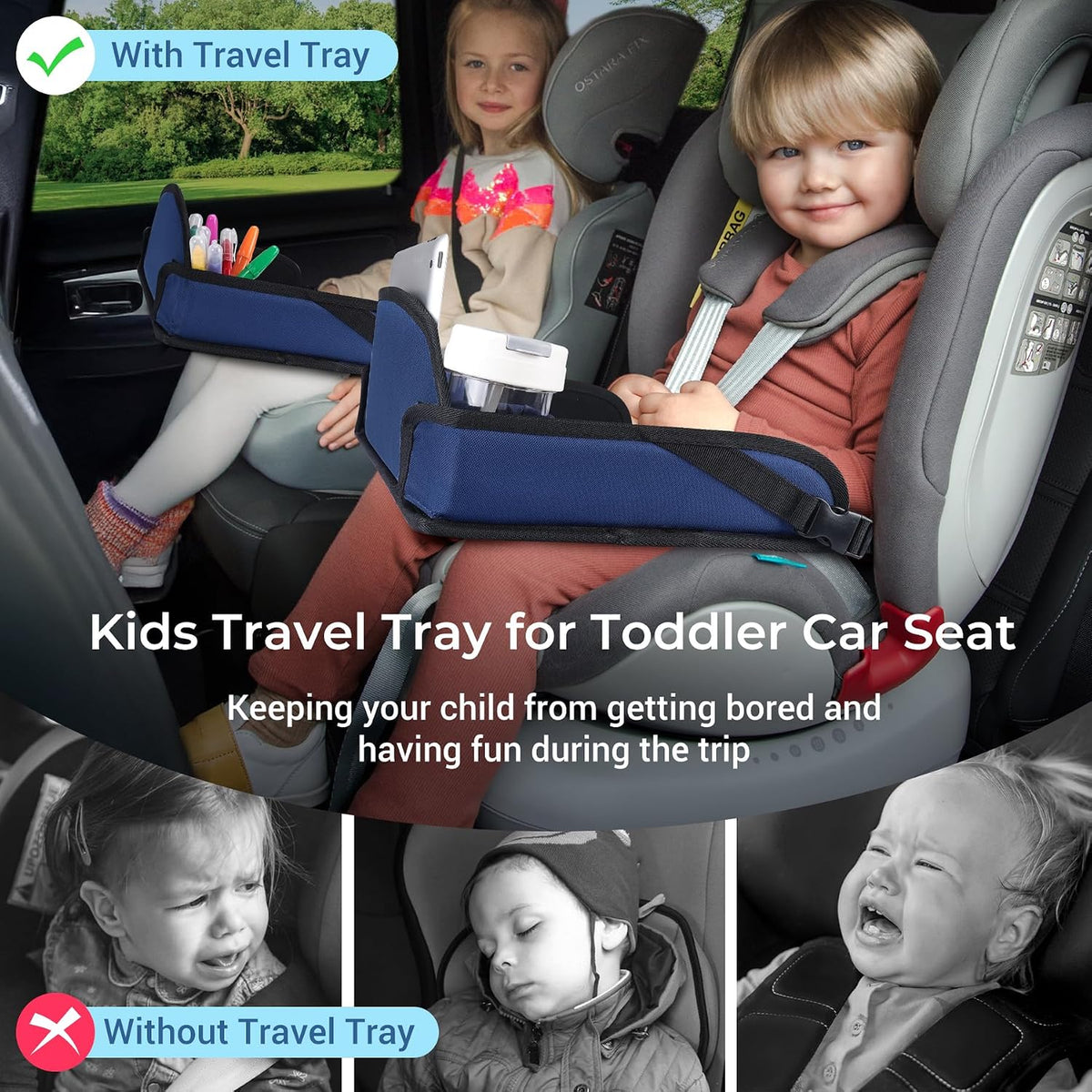 COOLBEBE Kids Travel Tray for Toddler Car Seat, Travel Tray for Airplane