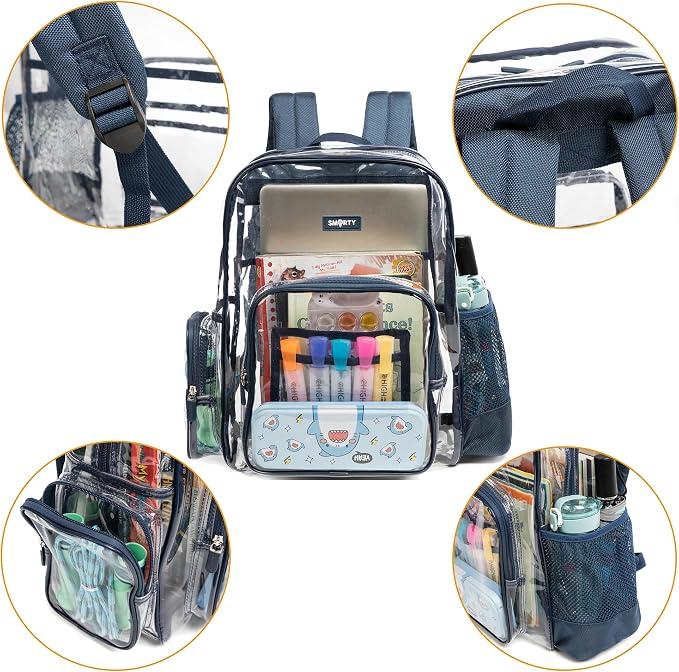 J.CARP Clear Bag Heavy Duty Backpack Durable Transparent See Through Bag