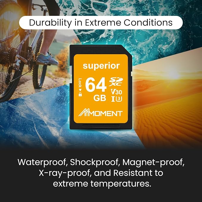 MMOMENT 64GB Full-Size SD Card UHS-I U3 V30 Class 10 High Speed SDXC – Up to