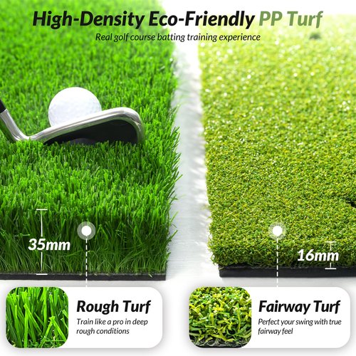 EAGLE WORK 2-in-1 Heavy Duty Golf Hitting Mat with Replaceable Turf, Ball Tray and Non-Slip Rubber Base for Realistic Indoor & Outdoor Golf Practice