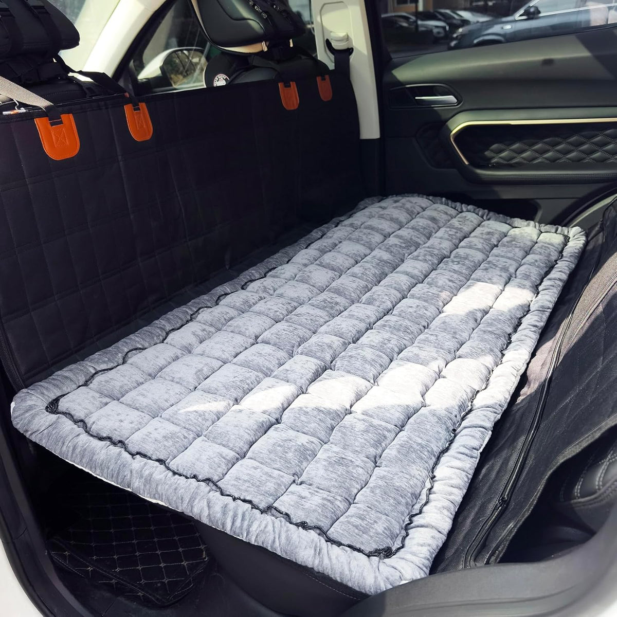 Backseat Pet Bed Mat, Truck Plaid Dog Bed for Car Back Seat, Deluxe Dog Seat Covers, Non-Slip Travel Pet Mat, Fit for Backseat Extenders and Trucks SUVs (Green, 24.8x54 inch)