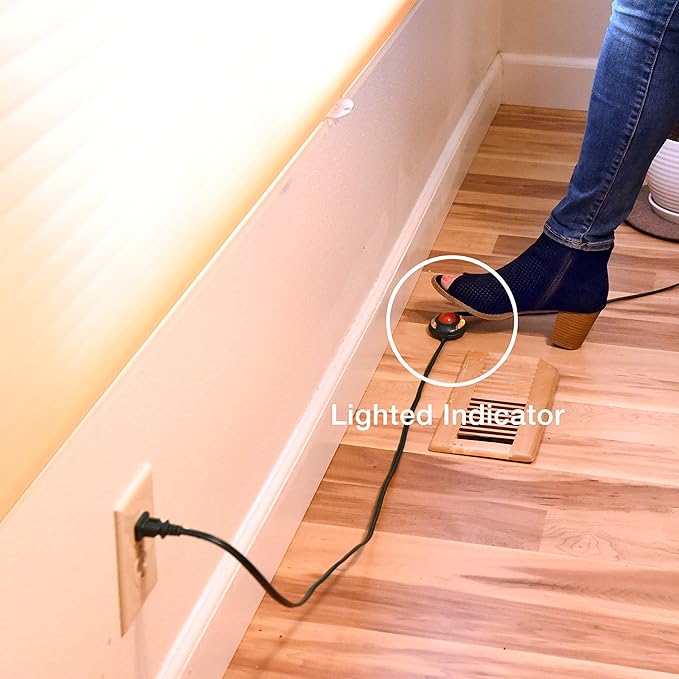 3 Outlet Extension Cord with Hand/Foot Switch and Light Indicator with Safety Twist-Lock, 16/2, Black, UL Listed