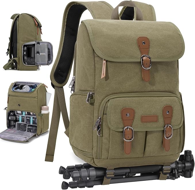 RAINSMORE Camera Bag Backpack for DSLR/SLR Mirrorless 15.6 Inch Laptop Camera