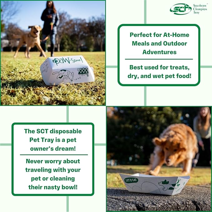 Southern Champion Tray, Large Disposable Pet Food Bowl, 2 Cups (10 Quantity) Dog Food Tray, Travel pet Bowl, Feeding Cats and Dogs, Wet Food and Dry Food, Two Cups Capacity, 10 Count