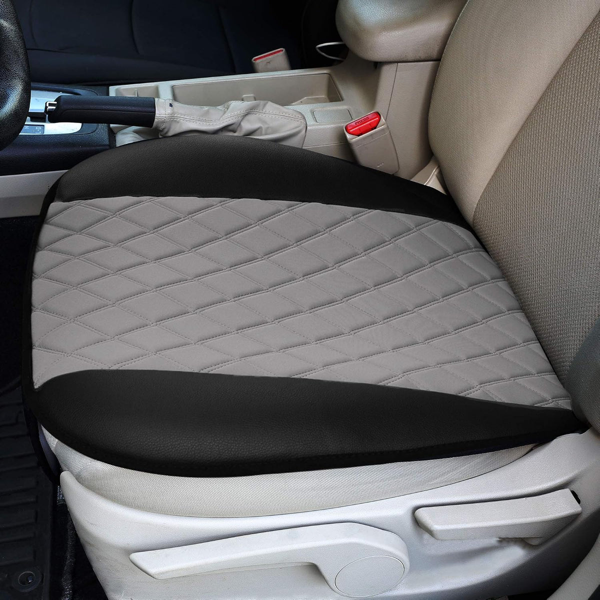 FH Group Car Seat Cover Cushion - 2 Pack Seat Covers for Cars Trucks SUV, Faux Leather Car Seat Cushions, Waterproof Car Seat Cover Cushion, Universal Fit Car Seat protector Front Set Gray