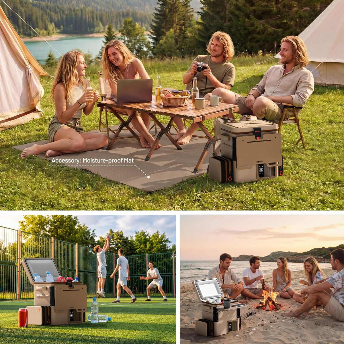 LiTHELi Frozen Pack 12V Car Refrigerator & Portable Electric Cooler, 20L/21QT with 2 U20 Batteries, -4~68℉ Travel Fridge Freezer for Camping, Road Trips, RV, Boat & Beach (Backpack Design)