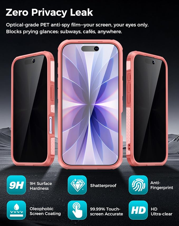 Goton for iPhone 17 Case with Privacy Tempered Glass Screen Protector & Camera