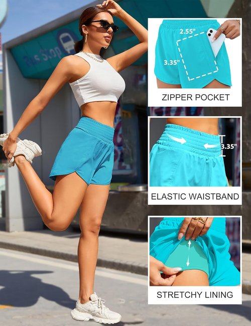 BMJL Women's Athletic Shorts - High Waisted Sporty Running Shorts with Pocket | 2.5" Gym Workout Shorts