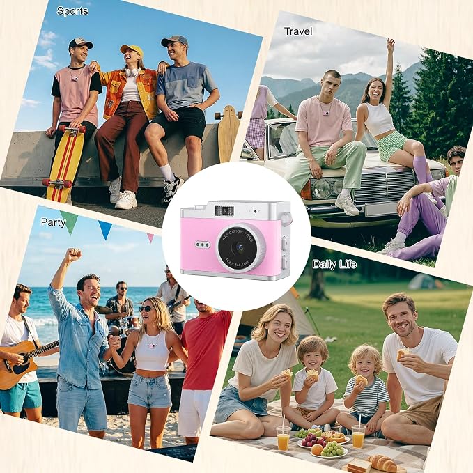 Mini Keychain Digital Camera 1080P, Ultra-Portable Small Retro Camera 32GB Card