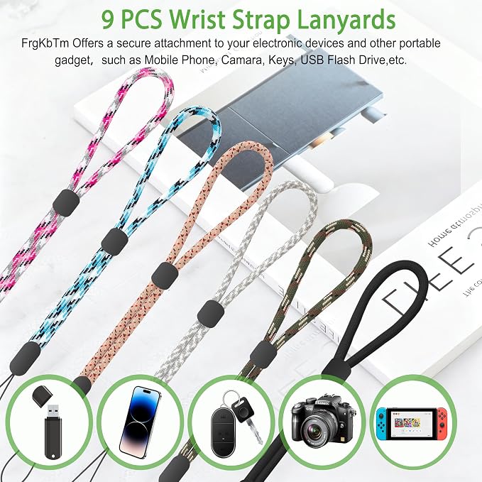 FrgKbTm Hand Wrist Strap Lanyard, Adjustable Nylon Colorful