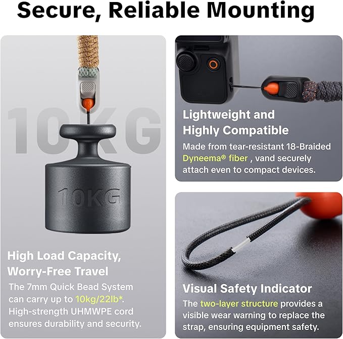 PGYTECH Camera Strap for DJI Osmo Pocket 4/3/Xtra Muse, 2-in-1 Shoulder/Wrist