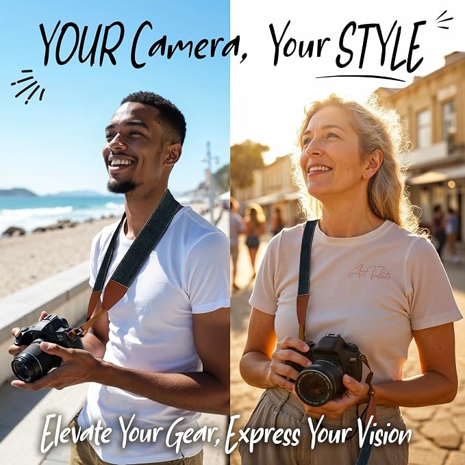 Art Tribute Camera Strap, Vintage Embroidered Neck Shoulder & Crossbody Camera