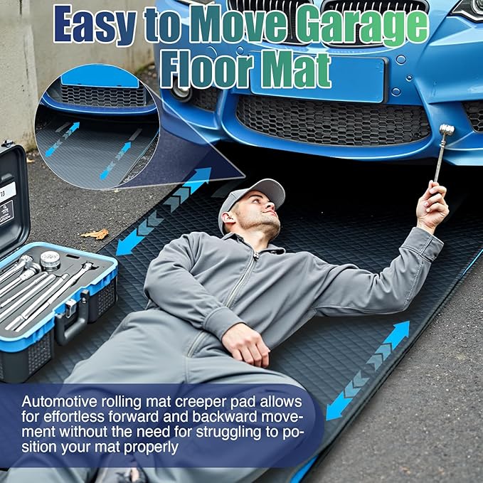 Rolling Creeper Mat Car Repair 58"X28", Foldable Car Repair Pad with Storage Bag for Low Clearance, Special Roads, Long-Distance Trucks, Mechanics Pad