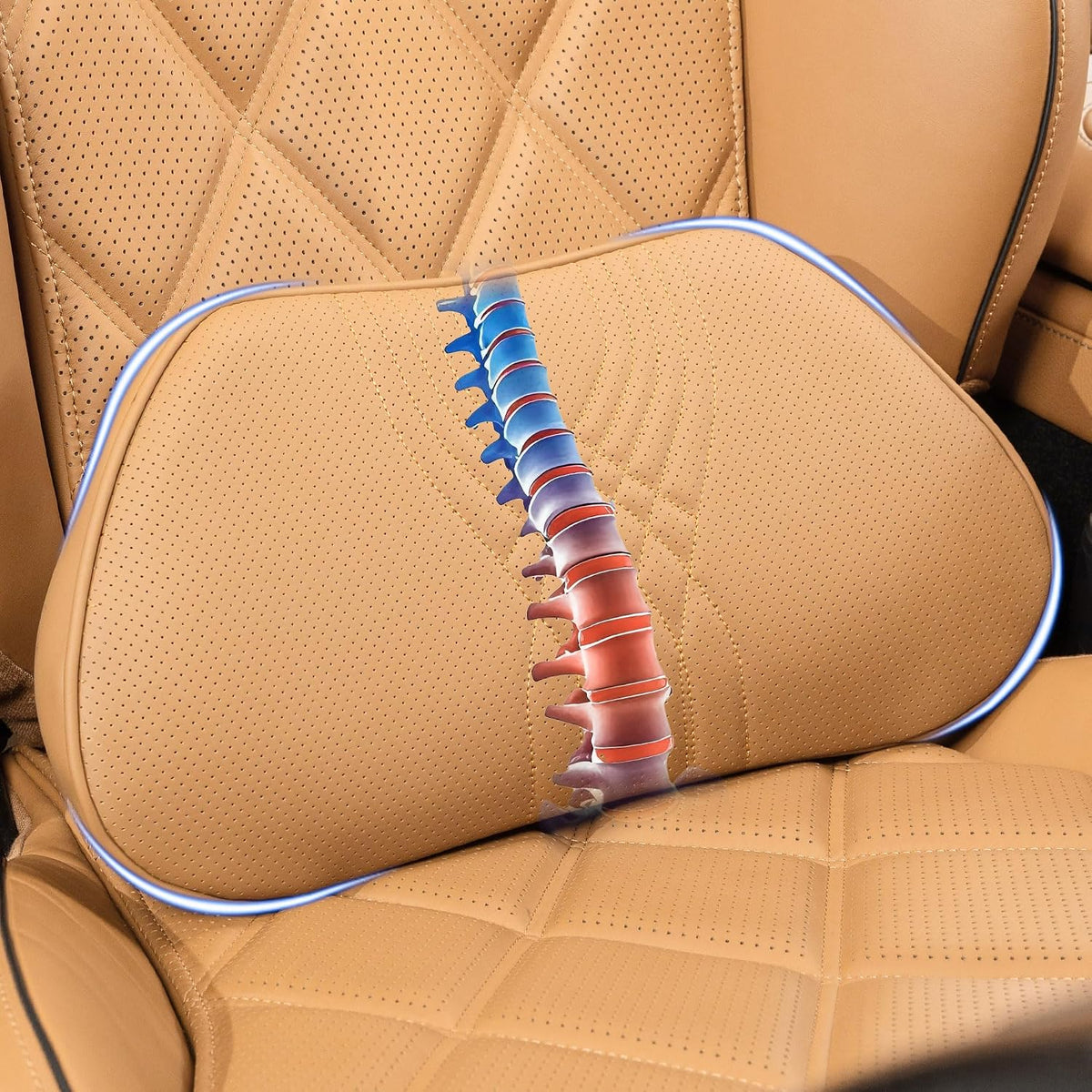 Lumbar Support Pillow for Car Seat, Office, Palomino Brown, 1PC