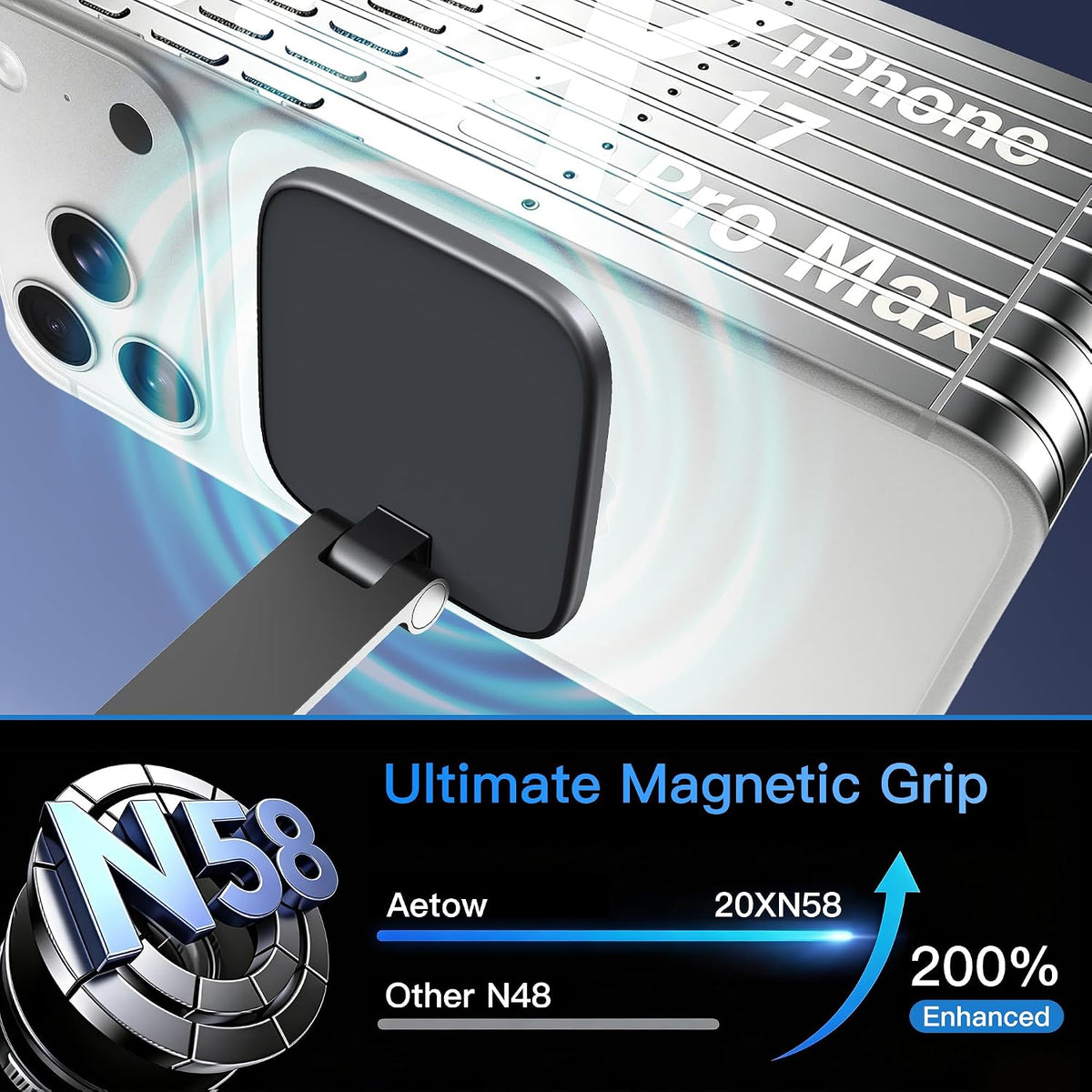 Car Phone Holder for Magsafe Car Mount [1 Replaced Suction Pad]