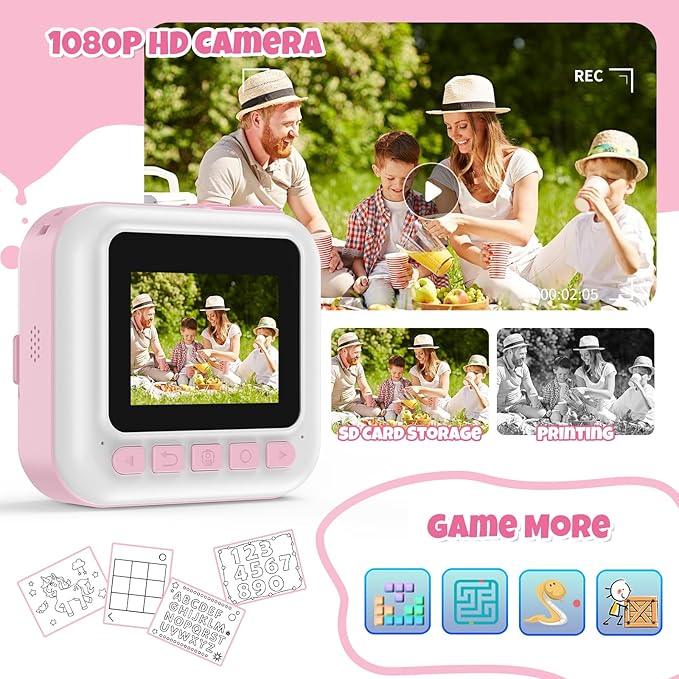 BOFIDAR Instant Print Camera for Kids, Christmas Birthday Gifts for Girls Age