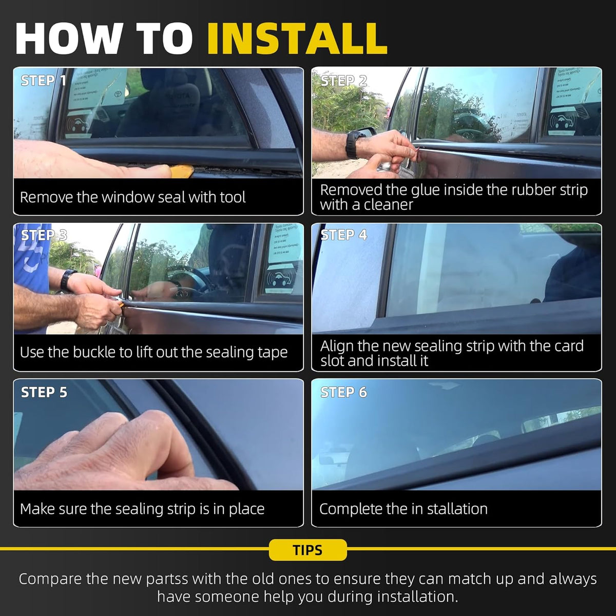 Dasbecan 4Pcs Weatherstrip Window Seal Chrome Car Window Moulding Trim Compatible with Honda Accord 2008-2012 Replaces#72410-TA0-A01 72450-TA0-A01 72910-TA0-A01 72950-TA0-A01