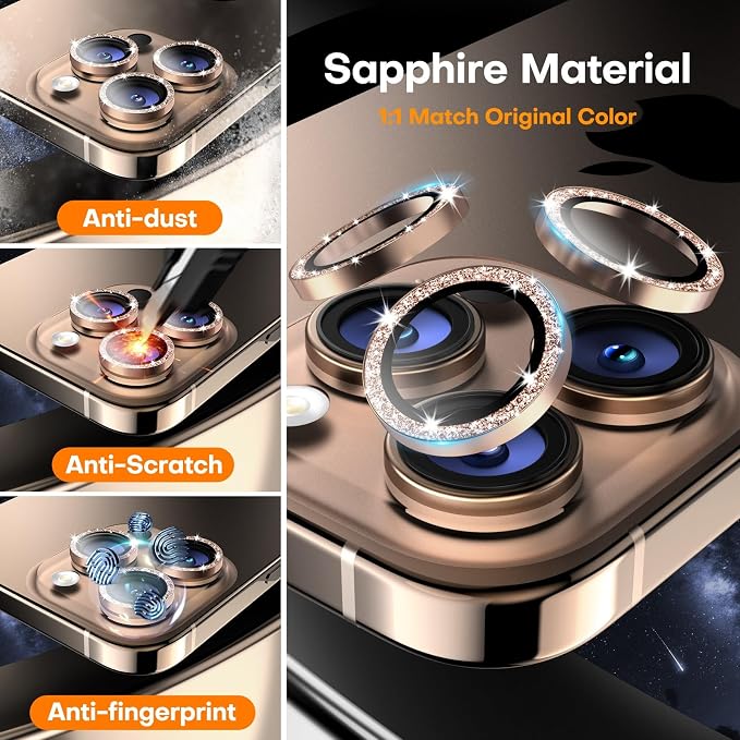 for iPhone 16 Pro/iPhone 16 Pro Max Camera Lens Protector, Tempered Glass