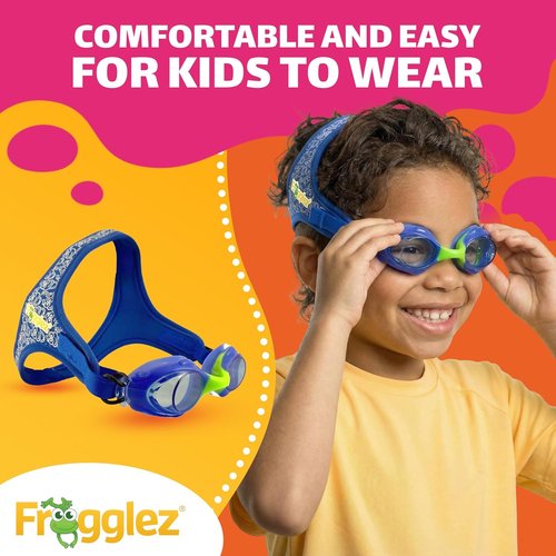 Frogglez Anti-Fog Kids Swimming Goggles - Pain-Free Strap for Ages 3-10 | Comfortable Fit