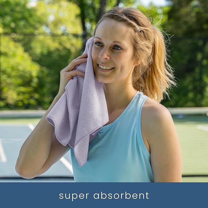 S&T INC. Microfiber Gym Towels, Yoga Towel for Home and Gym Bag, 16 Inch x 27 Inch, 6 Pack