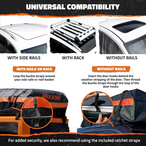 Mockins Rooftop Cargo Carrier Bag - 30 Cu.Ft. All-Weather Soft-Shell Vinyl | 60"x43"x20" for Cars, SUVs & Trucks