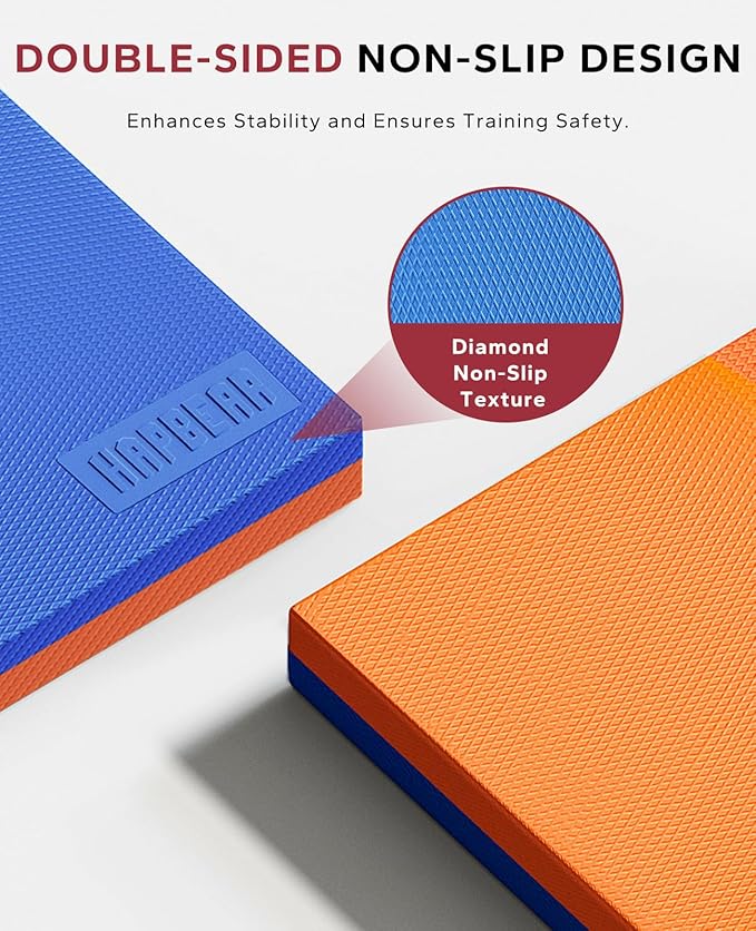 HAPBEAR Exercise Balance Pad - 15"x12" Non-Slip Textured Bottom Stability Training Mat - 2.25" Thick Soft Cushioned Foam for Physical Therapy, Core Training & Home Workouts