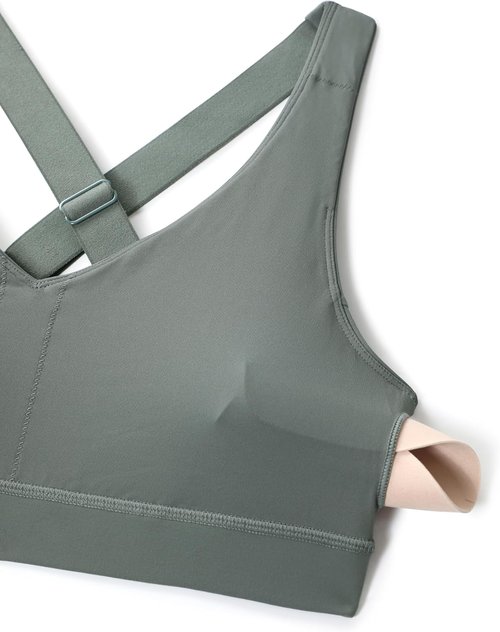 CRZ YOGA Sports Bra - Butterbreeze Criss Cross Back with Adjustable Straps | V Neck Padded Crop Top