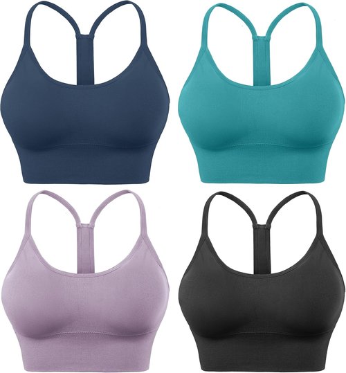 Evercute Racerback Sports Bra - Padded Y-Back Design for Yoga & Fitness | Low Impact, Comfortable Fit