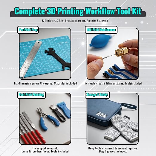 83PCS 3D Printer Tools Kit for Cleaning, Removal & Repair | Complete 3D Printer