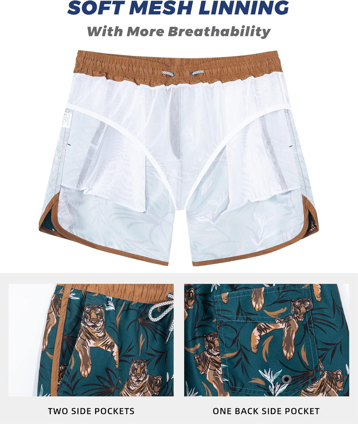 Surf Cuz Men's Swim Trunks - Vintage 80s/90s Retro Bathing Suits with Mesh Lining | Comfortable Fit