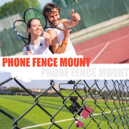 aoeyoo Aluminium Smartphone Fence Mount- Fence Mount for iPhone17 & Android, Mevo Start, Insta360 X5 X4 Camera,Phone Camera Holder for Tennis & Pickleball Training, Tennis Training Equipment