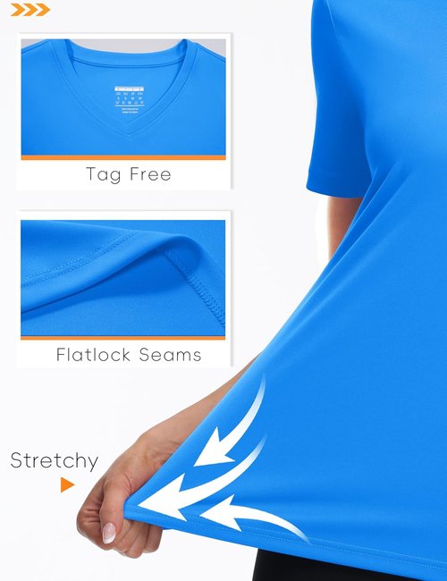 Cavva Women's Athletic V-Neck Workout Tops - Quick-Dry UPF 50+ Sun Protection Shirts