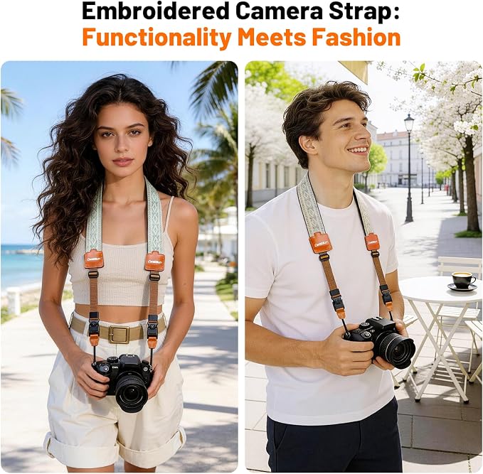Cwatcun Bohemian Floral Camera Strap, Adjustable Crossbody DSLR Strap