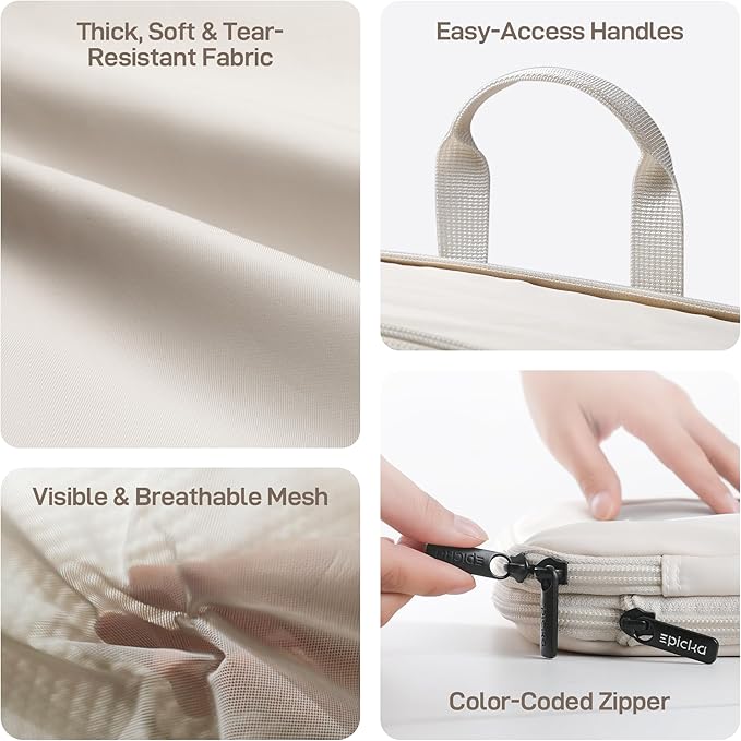 EPICKA TripCozy Compression Packing Cubes - 6 Set Durable Travel Organizer Bags with Mesh Top, Expandable Travel Accessories for Carry on, Luggage, Suitcase, Backpack (Beige)
