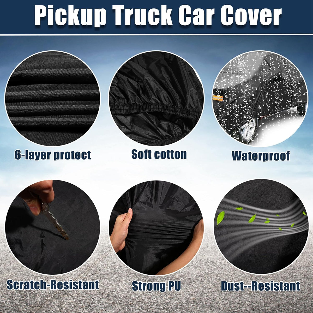X AUTOHAUX SUV Car Cover for Chevrolet Tahoe 4 Door 2007-2024 Outdoor Waterproof Sun Rain Dust Wind Snow Protection 190T PU with Driver Door Zipper Black
