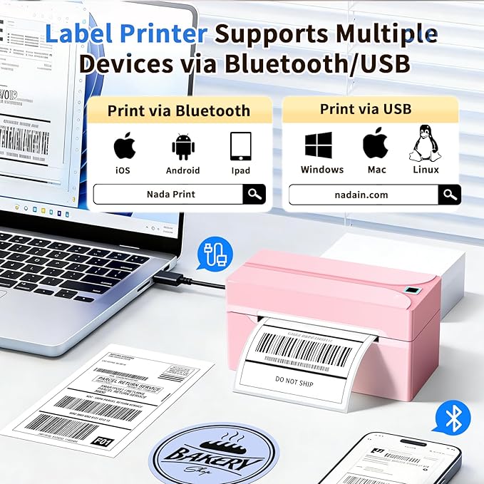 Shipping Label Printer, 4X6 Bluetooth Thermal Label Printer