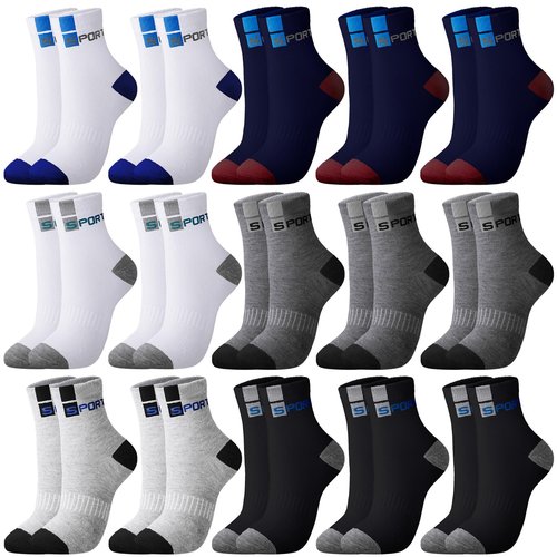 Bencailor 15 Pairs Mens Crew Socks Breathable Athletic Lightweight Sport Comfort Socks for Men(White, Black, Blue, Gray,9-12)