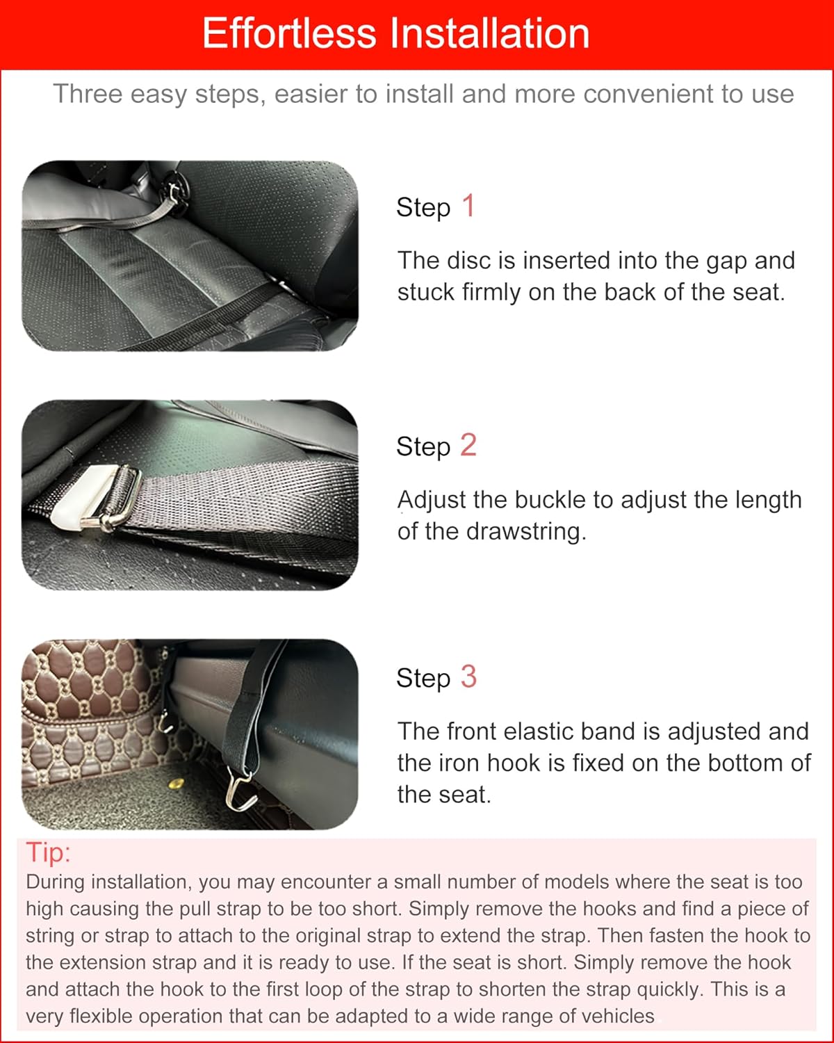 Car Leg Extender Leg Support for Driving, Car Front Seat Thigh Extender Support Cushions, Adjustable Length/Height/Angle Leg Rest Pillow for Cars Office (Black)
