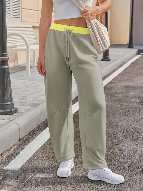 Fisoew Women's Wide Leg Sweatpants - Comfortable Baggy Joggers with Pockets | Color Block Design