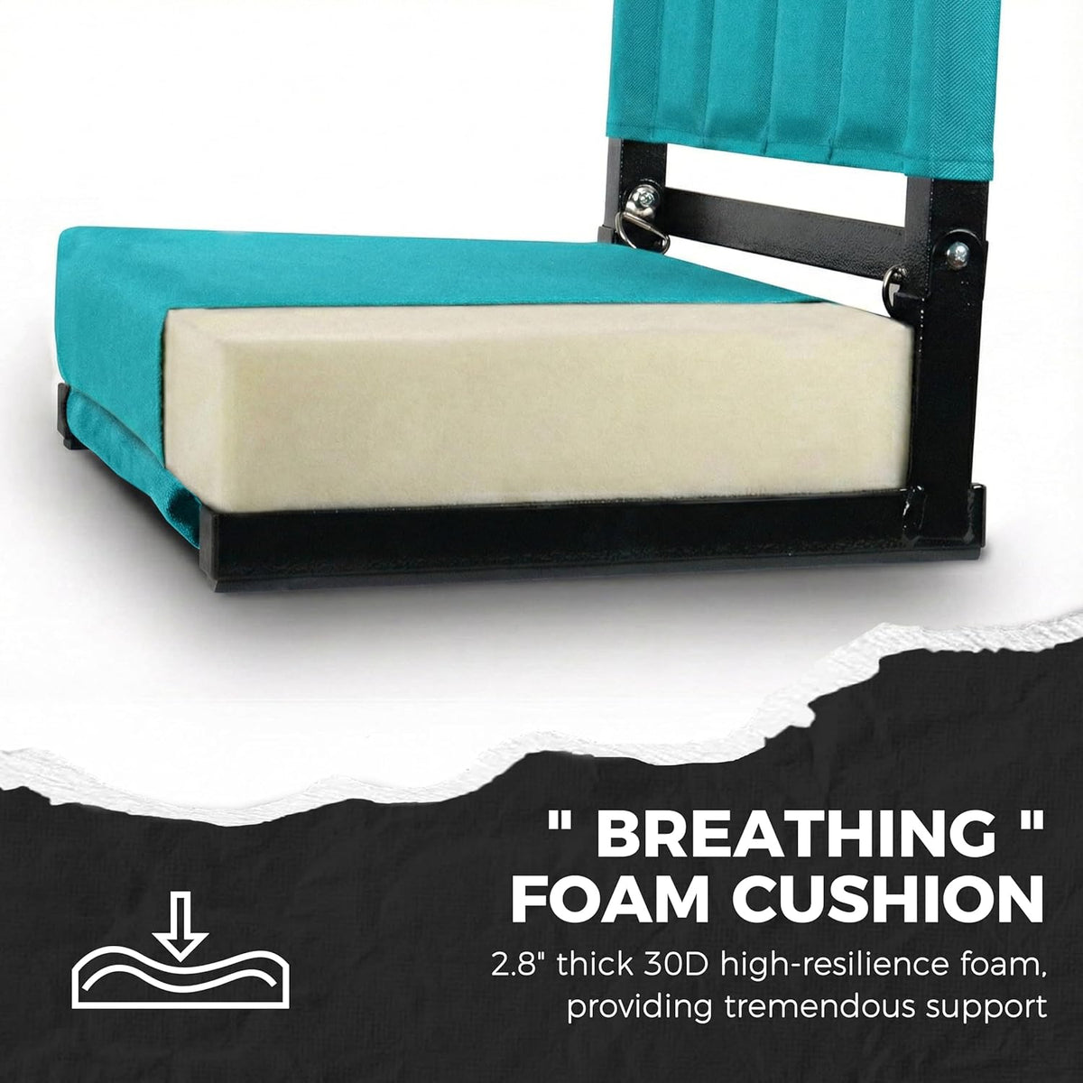 Sport Beats Stadium Seats - Comfortable Bleacher Chairs with Back Support & Cushion | Cyan, 1pc Regular (17" W x 12" D x 16.5" H)