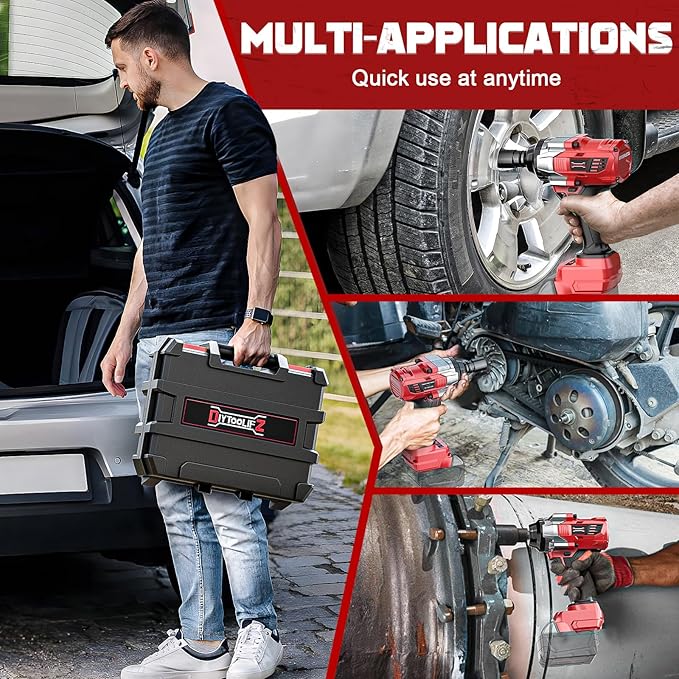 Cordless Impact Wrench 1/2 inch Compatible with Milwaukee 18V Battery, 1000 FT-LBS(1360N.m) Electric Impact Gun, High Torque Power Impact Driver with 6Pcs Sockets & Storage Case (Tool Only)