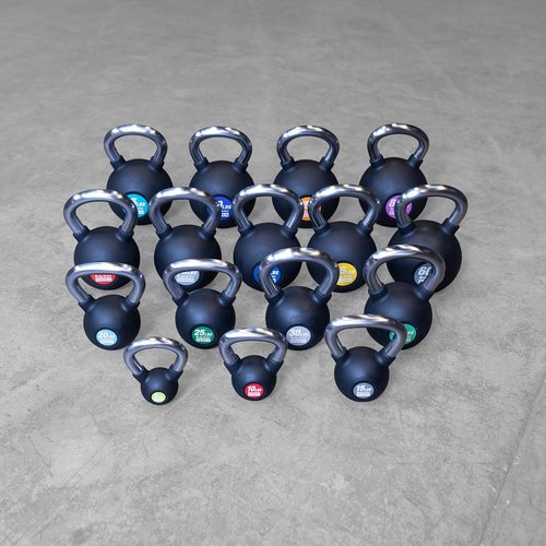 Body-Solid Tools Cast Iron Kettlebells - Rubber Coated, Non-Slip Handle | 5-80 lbs for Strength Training