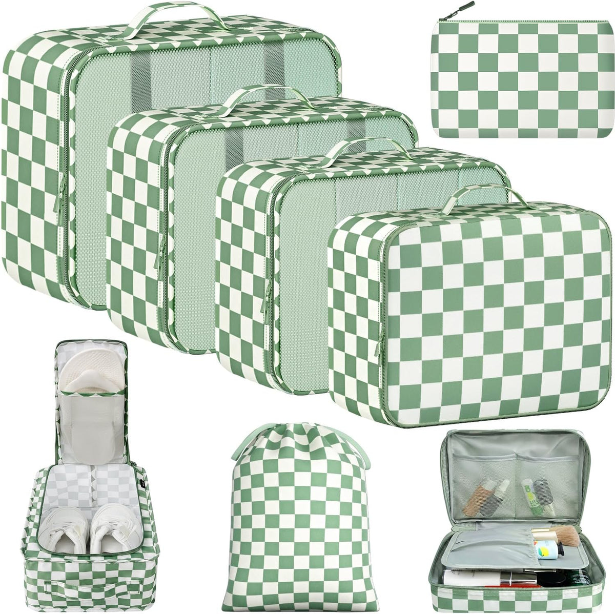 BAGAIL 8 Set Packing Cubes Luggage Packing Organizers for Travel Accessories-Dusty Blue