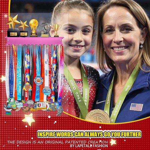 Non-Slip Trophy Shelf by [Brand Name] - Medal Display Rack with 16-Inch Length for Gymnastics, Race, Soccer, Swim