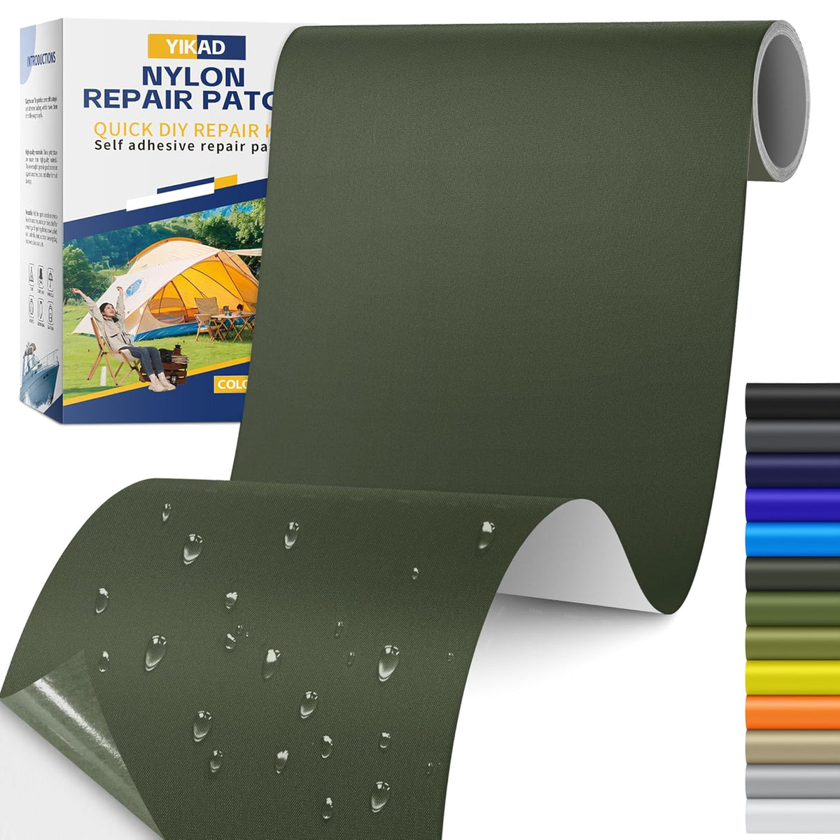 Skiennix Fabric Repair Tape - Self-Adhesive Waterproof Nylon Patch Kit for Jackets & Tents | Army Green 4x70 Inch