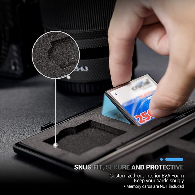 4 Slots CF Card Holder, Water-Resistance Anti-Shock Compact Flash Card Case