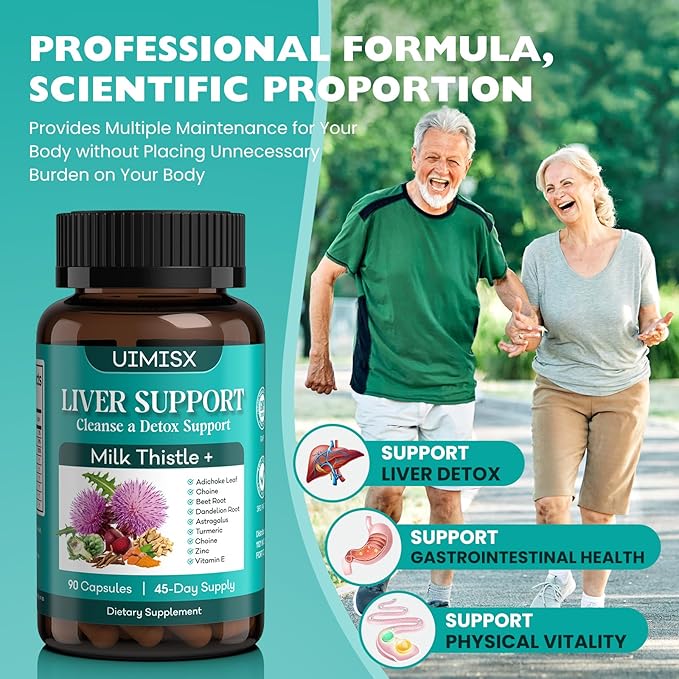 Milk Thistle Supplement - Liver Detox Cleanse Formula Herbal Liver Support with Milk Thistle, Dandelion Root, Artichoke, Turmeric, Astragalus for Liver Health, 90 Capsules-61