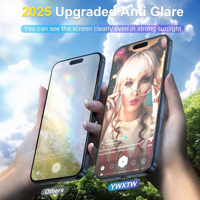 YWXTW 2 Pack for iPhone 17 Pro Matte Screen Protector 6.3 Inch + 1 Set Camera